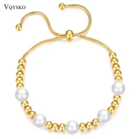 fashion party jewelry bracelets adjustable snake chain with white pearl bracelets for women wedding jewellry