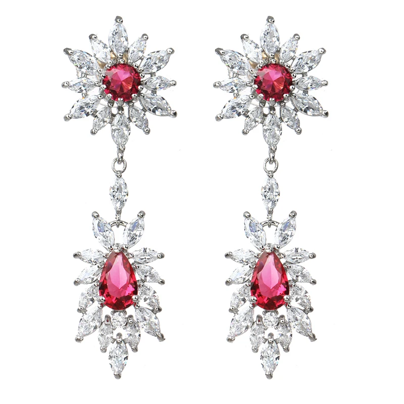 Bettyue гениальный дизайн в форме цветка многоцветный кубический циркон нежные длинные серьги женские банкетные модные украшения для свадьбы