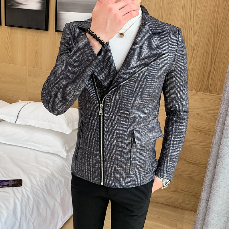 Мужская короткая ветровка Трендовое шерстяное пальто Корейская версия