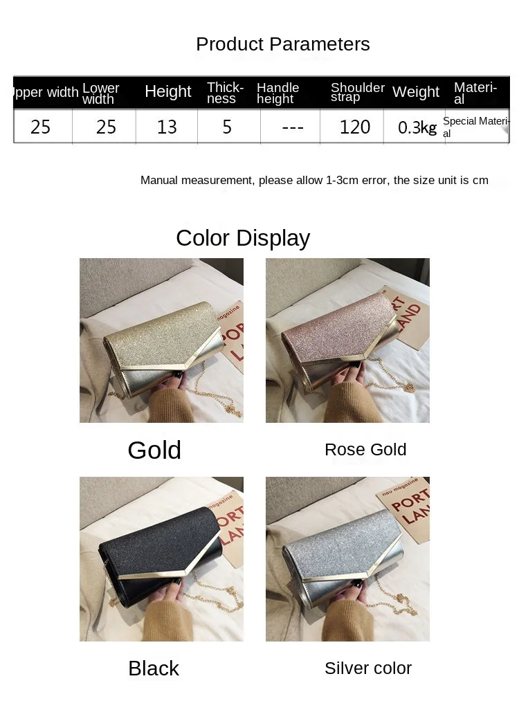 

Advanced sense of foreign style women's bag 2021 new fashion Sequin envelope bag chain messenger bag holding Dinner Bag