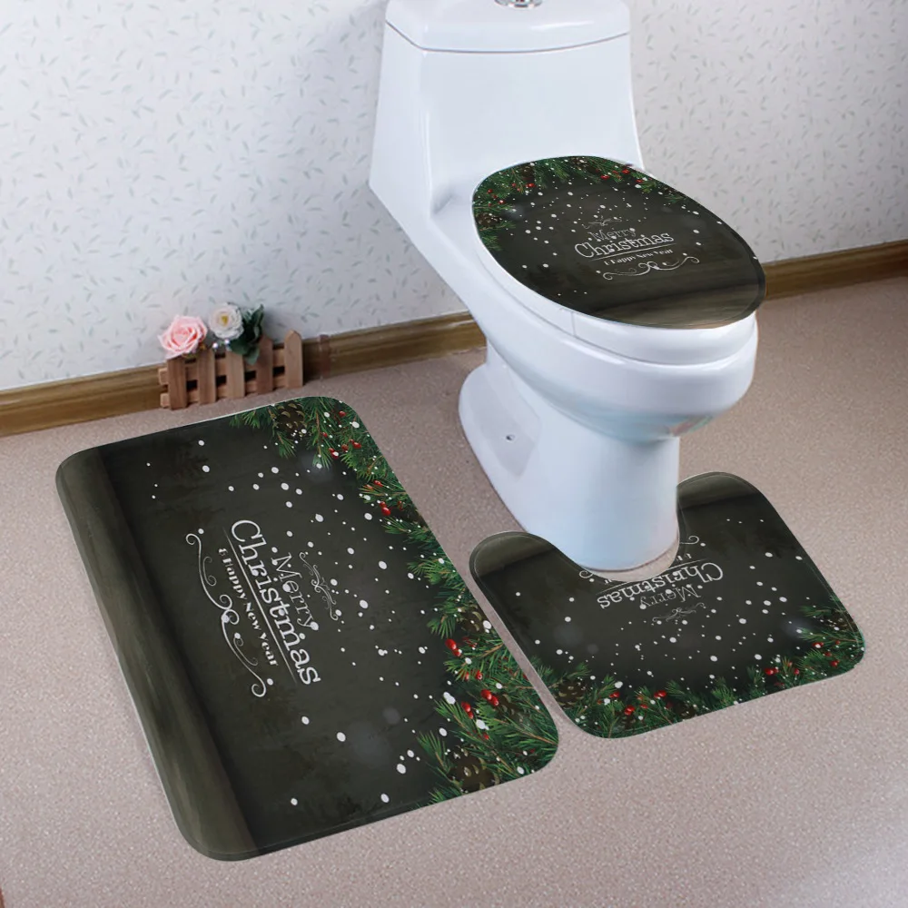 Christmas bath mat23 Рождественский коврик для ванной Wc, сиденье для унитаза, чехол, коврик для туалета туалет, подогреватель сидений, тапас, коврик для туалета, декоративная кювета, Рождественский комод для ванной комнаты - Цвет: Christmas bath mat23