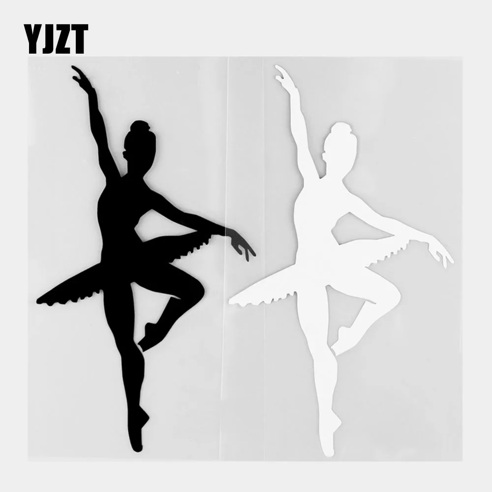 YJZT 9,8 × 17,0 см Виниловая наклейка для балерины гимнастики Высококачественная наклейка для автомобиля черный/серебристый 20A-0258