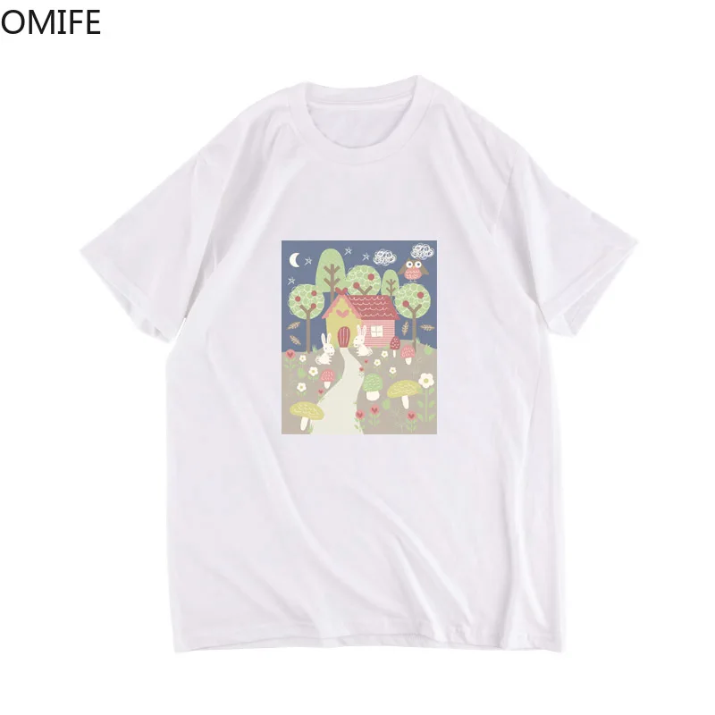 OMIFE футболка сексуальные цветы Новый хлопок Харадзюку эстетика Животные Печать