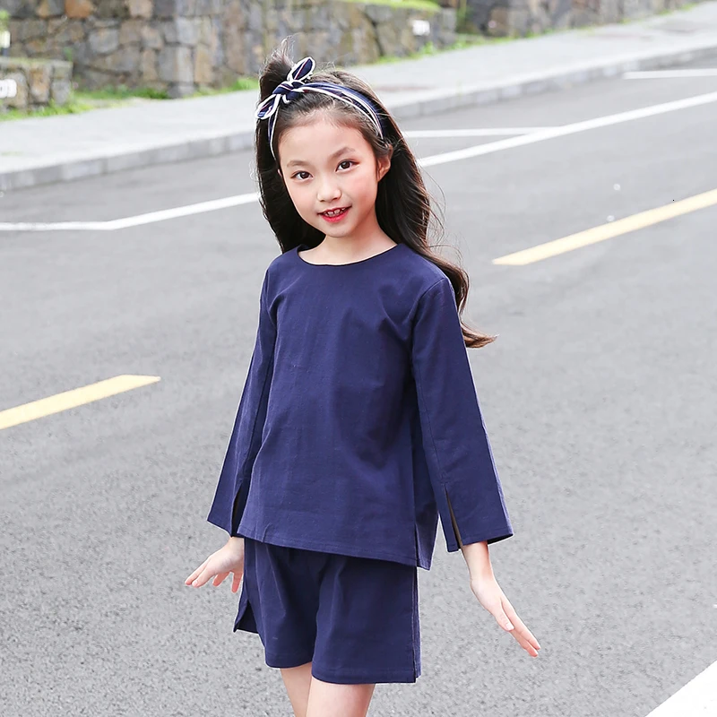 2020 г. весенне летние комплекты одежды для маленьких девочек подростков синие из 2