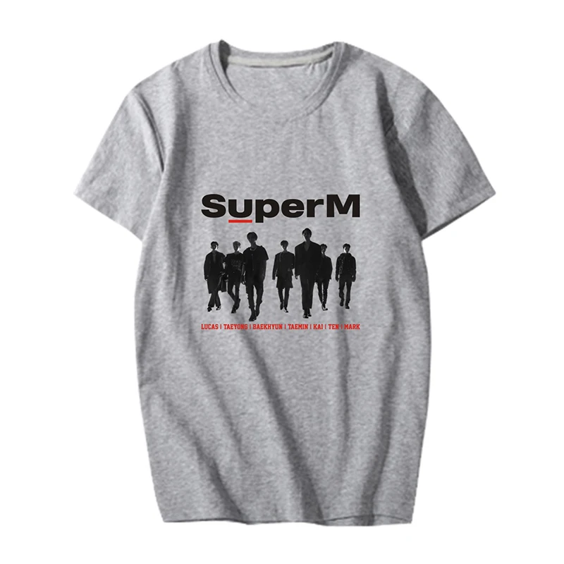 K pop SuperM BAEKHYUN KAI Taeyong Taemin Mark Lucas десять футболок с коротким рукавом Kpop Летняя