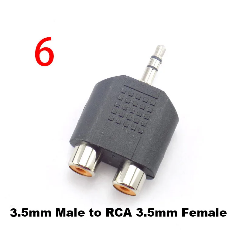 RCA Connector 3.5mm Spliter Plug to 2 Jack Male Female 3.5 AV Audio in 1 Stereo Headset Dual Headphone Adapter | Электроника