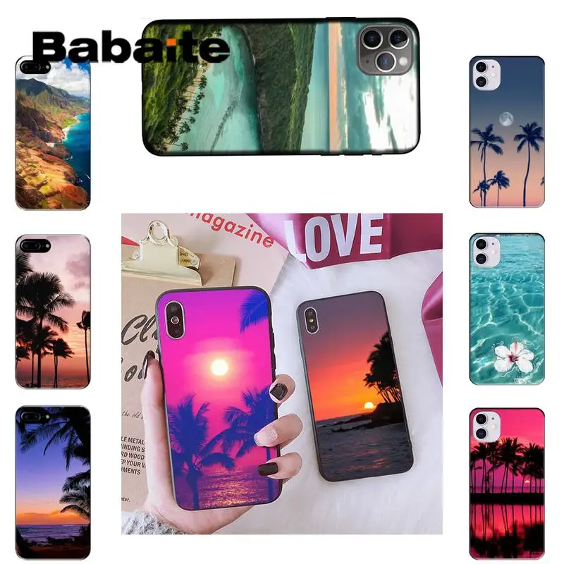 

Babaite Hawaii Ocean Palm Tree Soft Phone Case Cover for iPhone 8 7 6 6S Plus X XS MAX 5 5S SE XR 11 11pro promax