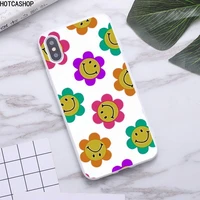 smiley flowers happy floral phone case for iphone 11 pro max x xr xs 8 7 6s plus candy white silicone cases