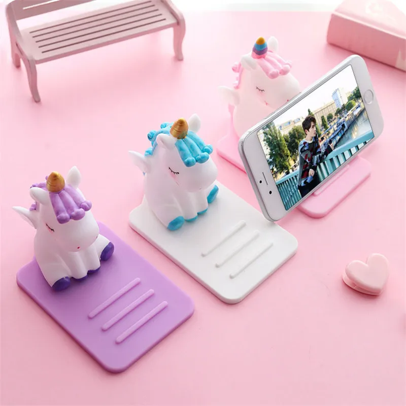 Kawaii Мобильный телефон подставка стол силиконовый кошелек для телефона Unicorn