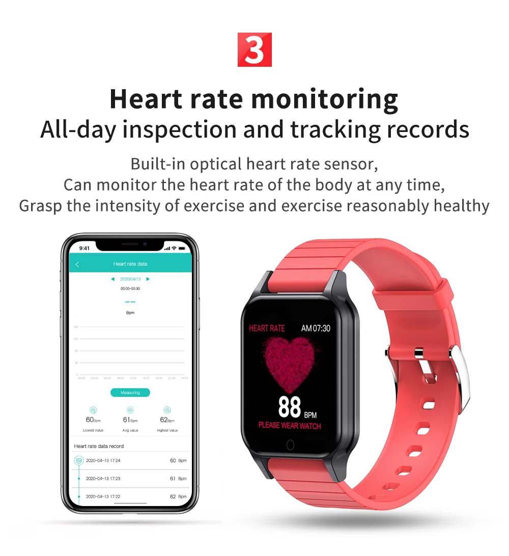 T96 Смарт-часы с Температура измерение пульса Мониторинг давления кислорода в