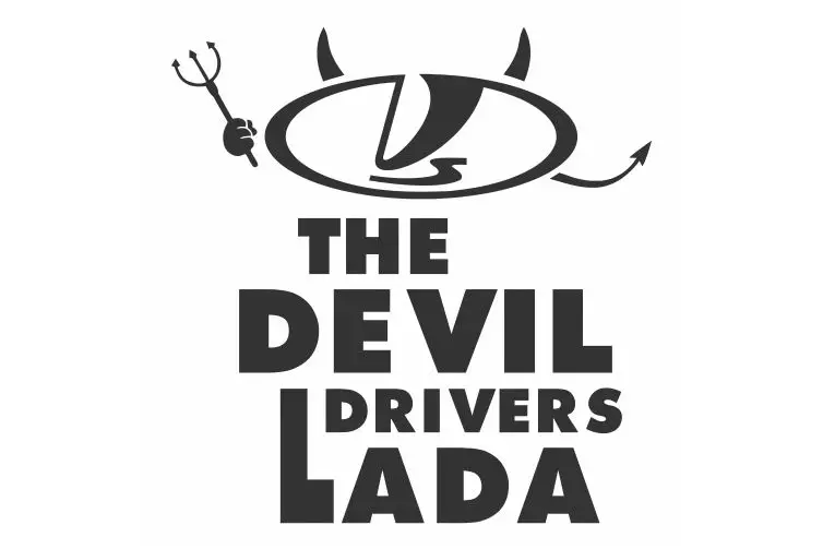 Дьявол водитель держащий вилку персонаж изображение автомобильные наклейки для