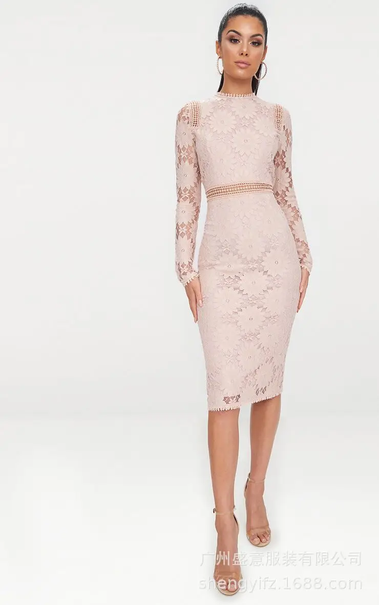 

Новинка 2021, кружевное привлекательное прозрачное облегающее платье-карандаш с длинным рукавом, юбка-карандаш