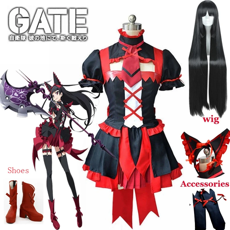 Аниме ворота Рори Меркурий модное платье с коротким рукавом Топы юбка униформа