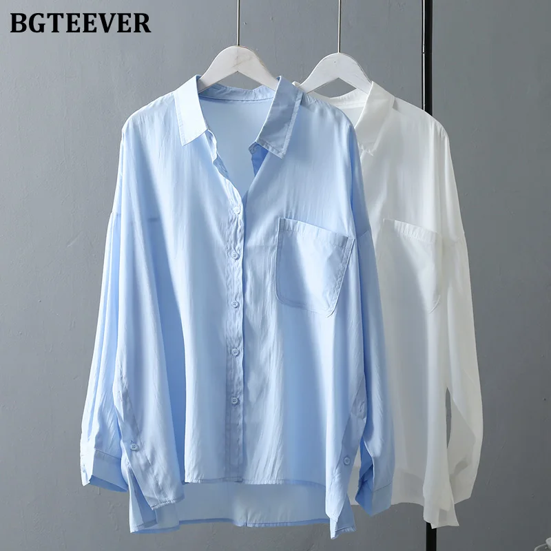 Женские весенне летние рубашки BGTEEVER повседневные блузки с длинным рукавом и