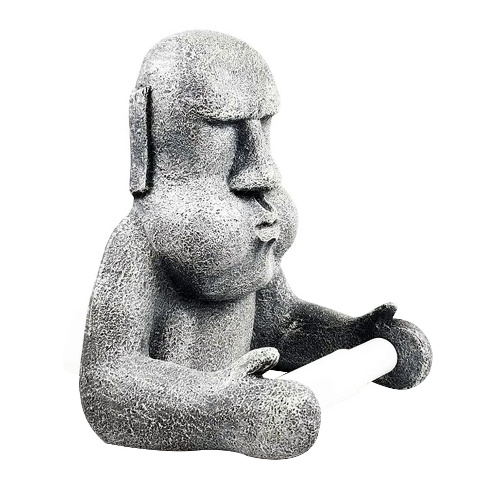 

1pc Roll Paper Rack Easter Island Moai Design Wall Mounted Rack
