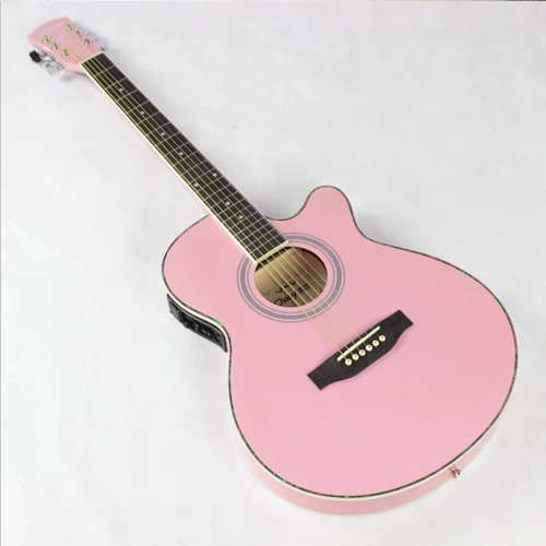 pink 40 дюймов Электрический акустической гитары 6 гитара Палочки оборудование Сталь Струны для игры в стиле фолк поп гитары профессии ra AGT122 - Цвет: pink