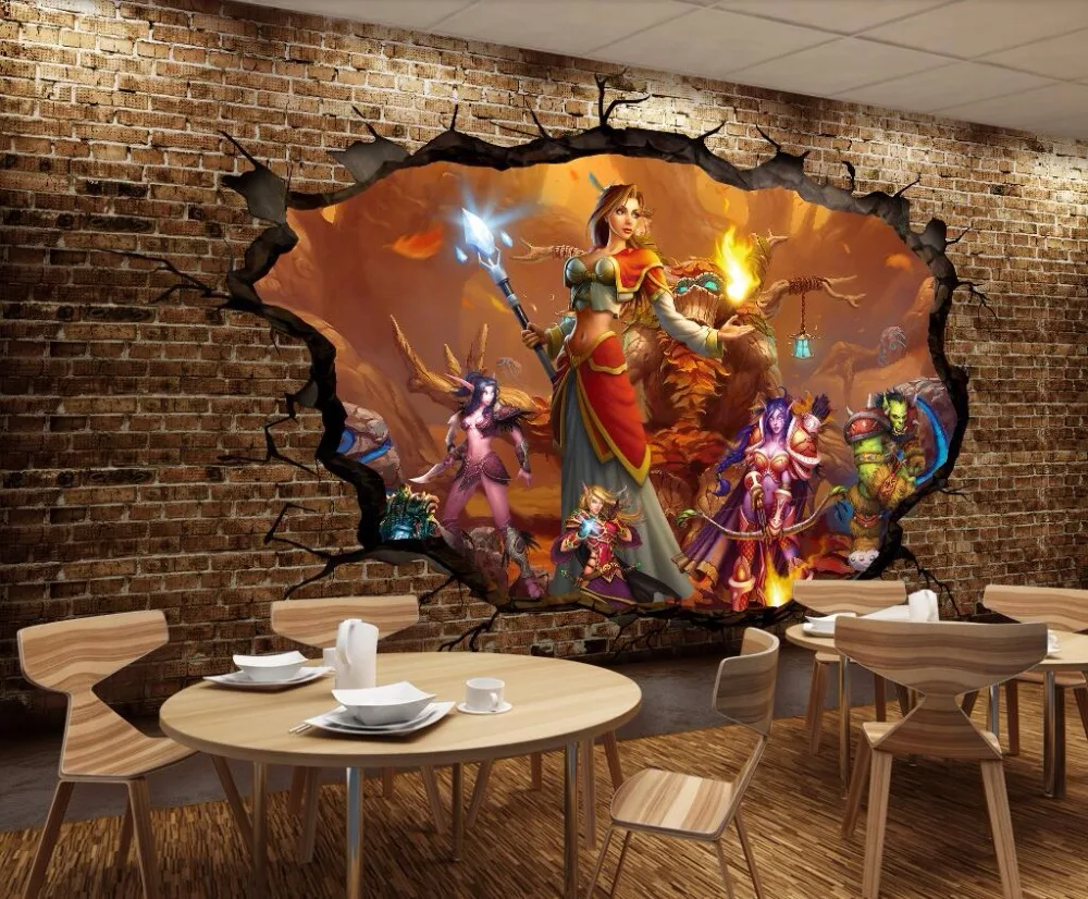 Пользовательские обои CJSIR игровой персонаж 3d-фон настенный фон для Интернет-кафе