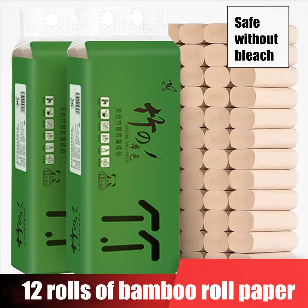 12 рулонов бамбукового волокна рулоны туалетной бумаги первичного цвета упаковка