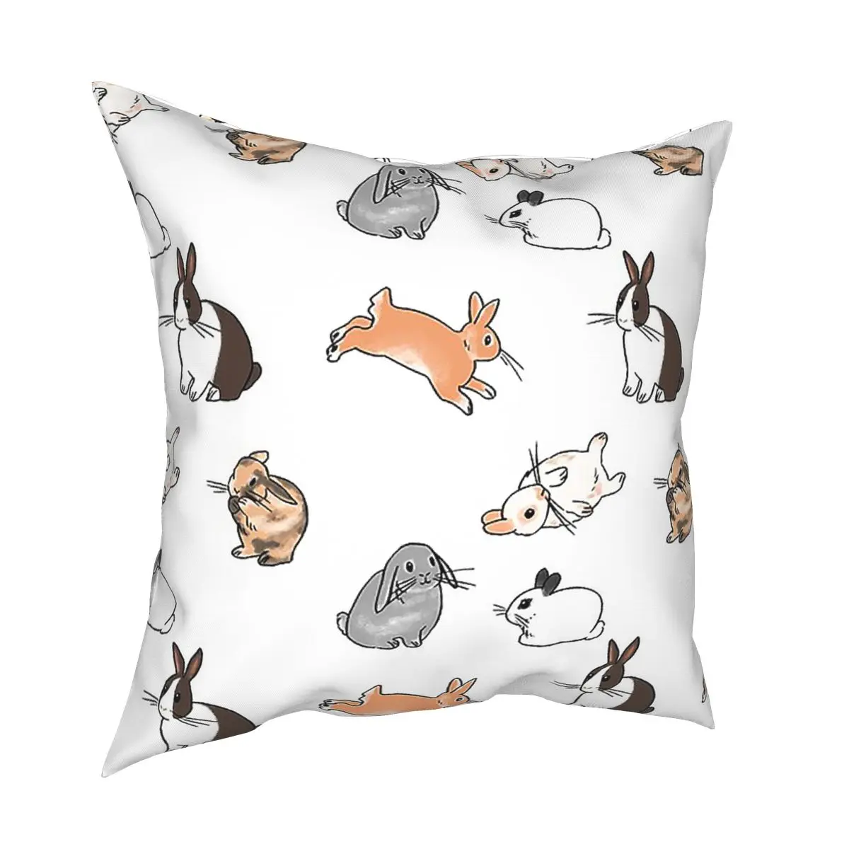 

Bunnies Rabbit White Pillow Cover Home Decorative Animal Cushions Throw Pillow for Sofa Polyester Double-sided Printing Casual