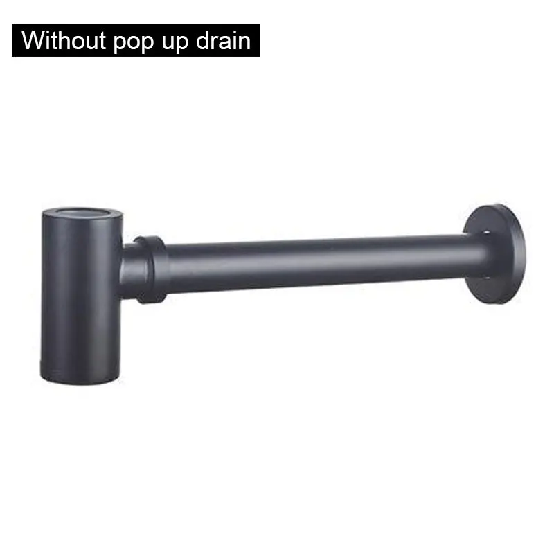 

Латунная круглая ловушка для бутылок с выдвижным сливом, ловушка для отходов раковины, набор трубок для слива с регулируемой высотой (черный)