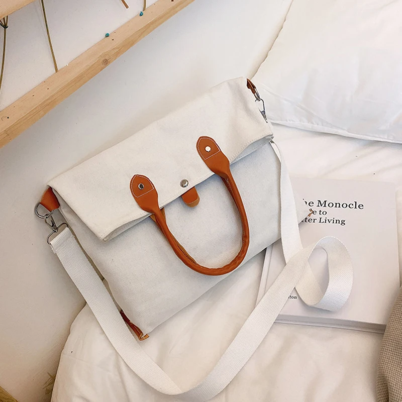 

Casual Large Capacity Women Shoulder Bags Designer Canvas Shopper Bag Wide Strap Crossbody Messenger Bags For Women Purses