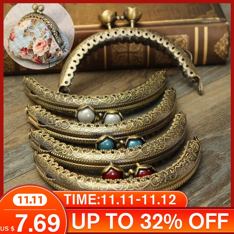 

5pcs/lot DIY Bronze Gourd Head Coin Purse Frames Metal Kiss Clasp Closure Clutch Bags Part Replacement Wallet Accessaries