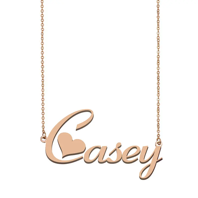 Casey Name Necklace Custom Gold Stainless Steel Choker for Women Girls Best Friends Birthday Wedding Christmas Mother Days Gift