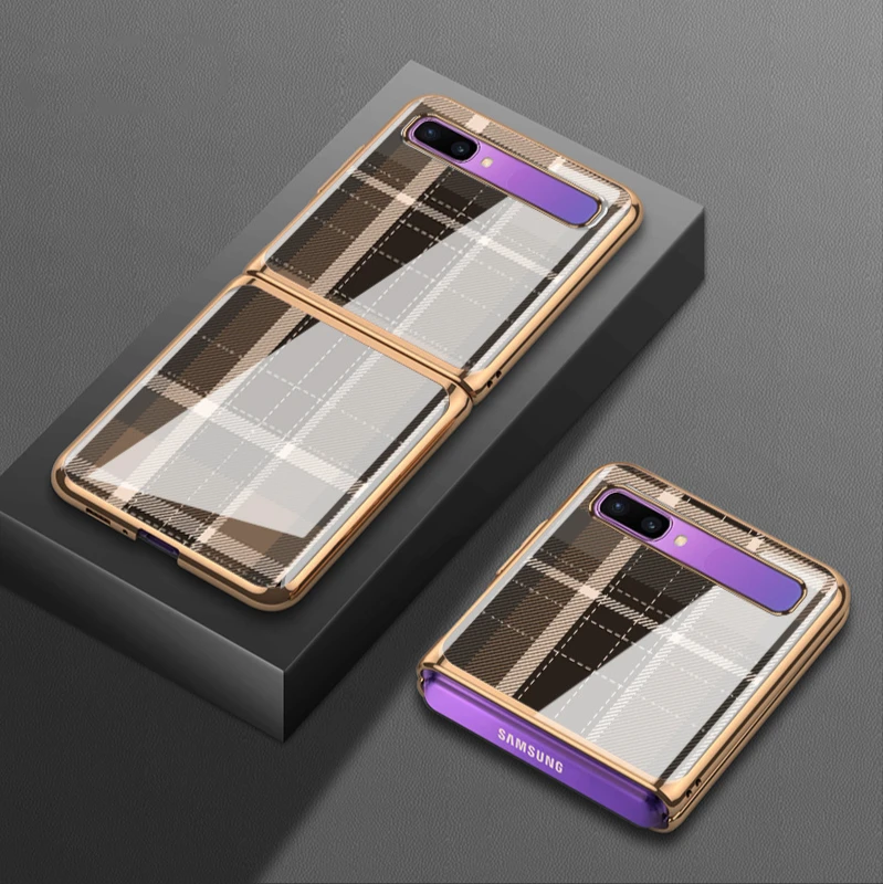 

For Samsung zflip mobile phone case glass f7000 protective case f700n men and women f7070 electroplating 5g personality f700f