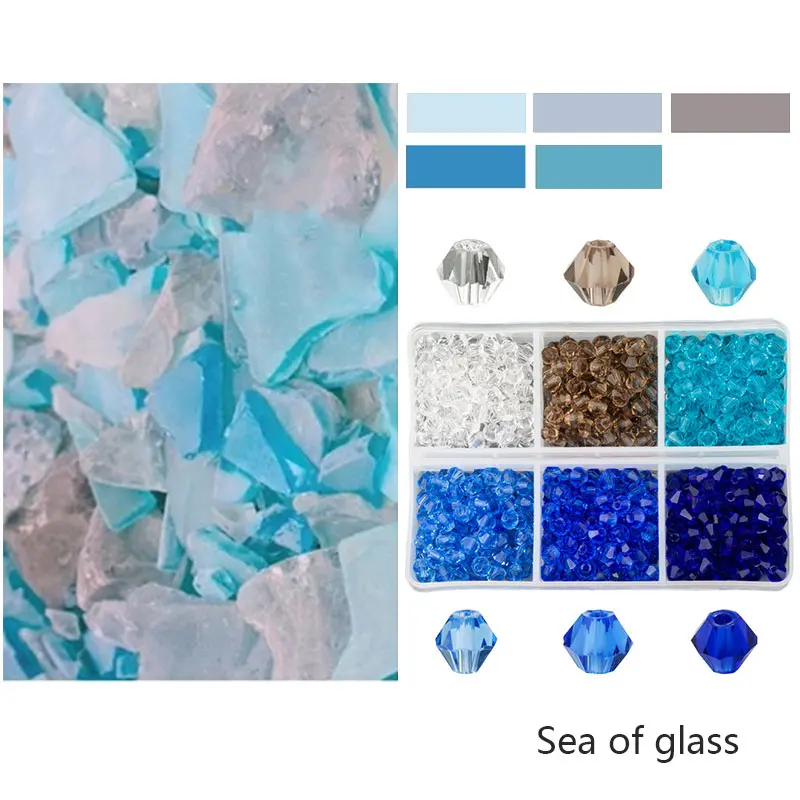 Sea of glass 600 шт 4 мм стеклянные двухконусные бусины кристаллические граненые бусины Австрия 5238 бисер вышивка для изготовления ювелирных изделий лучшие продажи цветов - Цвет: Sea of glass