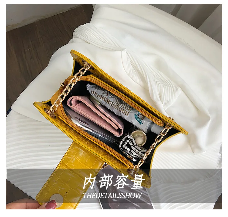 Женская Новинка 2019 Корейская текстура сумка-мессенджер с каменной цепочкой