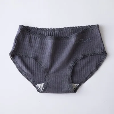 Dark grey BZEL Модные женские хлопковые трусы, одноцветные трусики, женское нижнее белье со средней посадкой, женские трусы для девушек, женское нижнее белье, Прямая поставка - Цвет: Dark grey