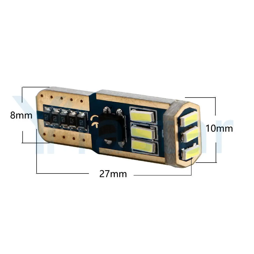 Лампы Yiastar 50/200x T10 W5W светодиод Шина CAN свет без ошибок 4014 9smd белые 12 В автомобильные