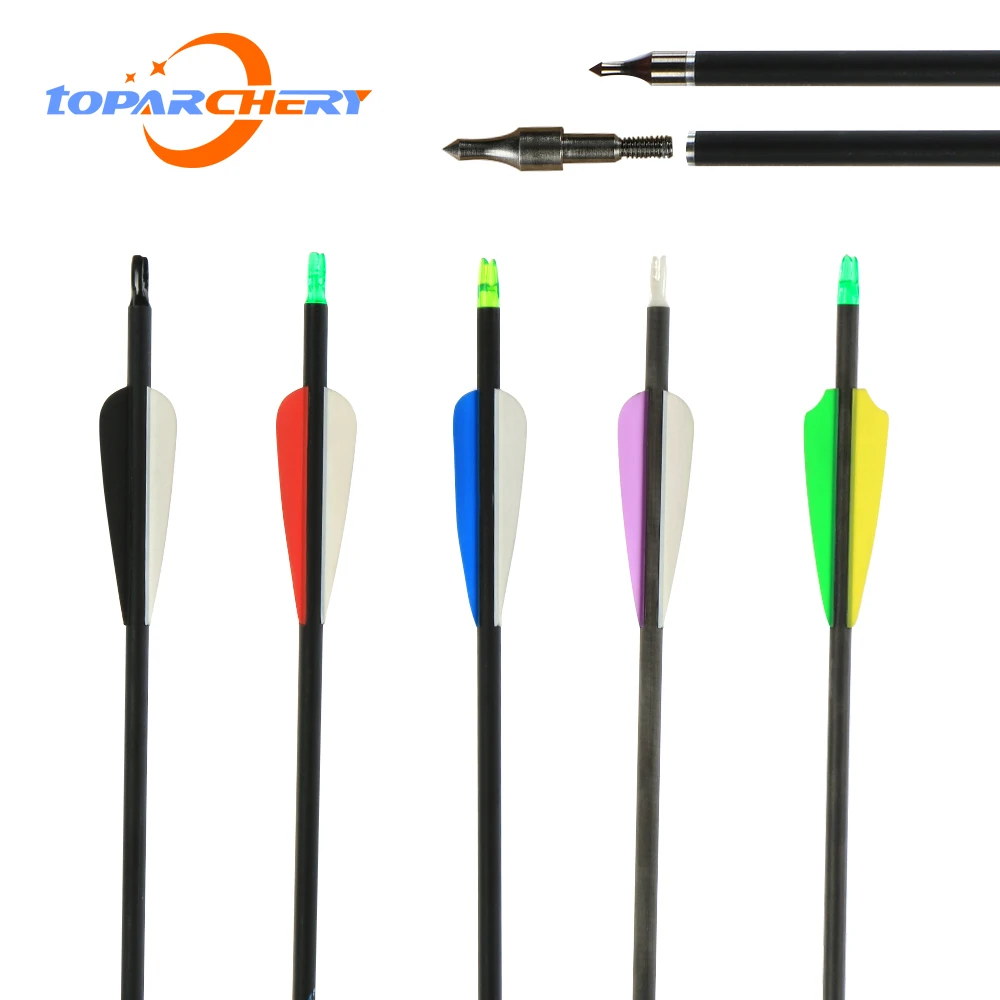 

toparchery 6/12pcs 31inch Mixed Carbon Arrow for Recurve/Compound Bow Hunting Archery Target Sport Shooting Archery Accessories