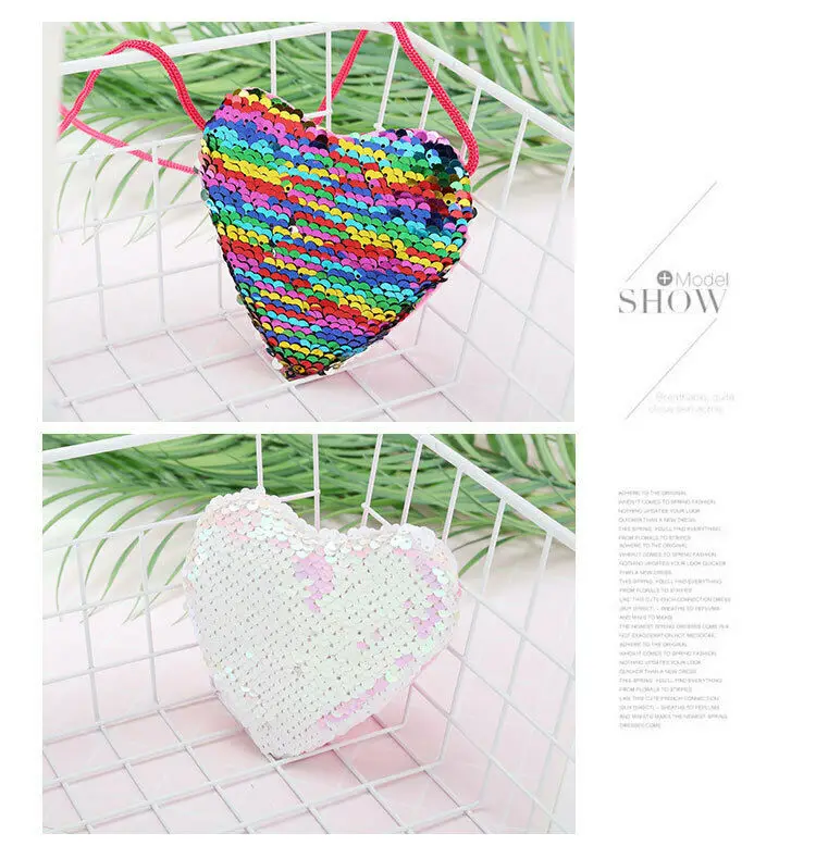 Новинка 2020 Женский двусторонний Кошелек для монет с блестками и сердечками