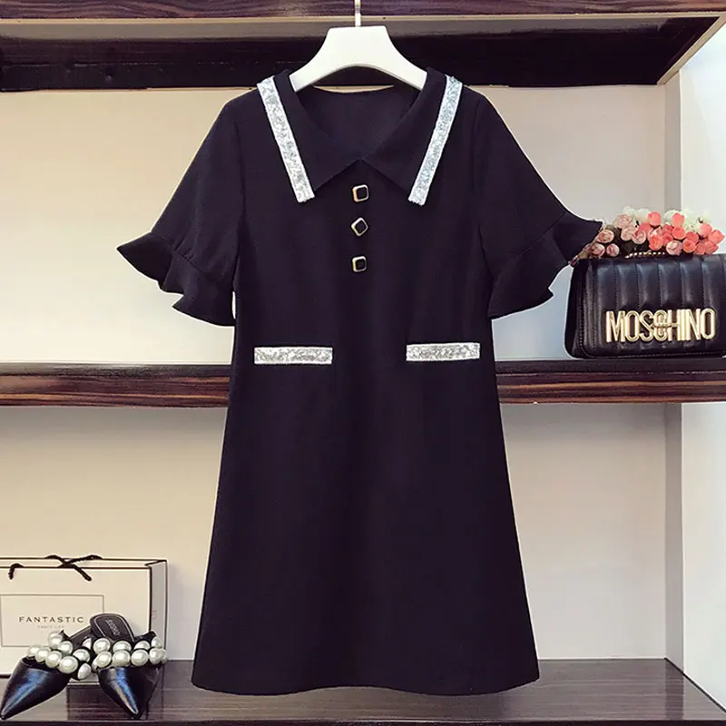 Женское платье рубашка в Корейском стиле с коротким рукавом и V образным