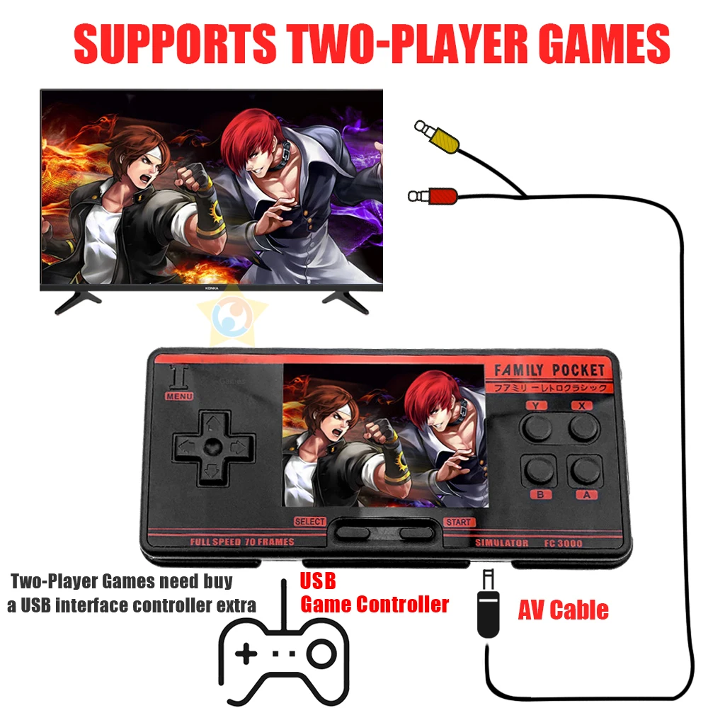 Классическая портативная игровая консоль FC3000 V2 в стиле ретро 4000 + игр видеоплеер