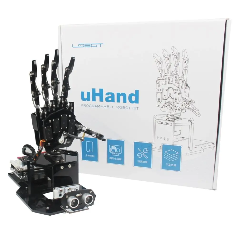 

Open Source Robot Hand uHandbit with Microbit Programmable Robotic Arm kit for AI Learning