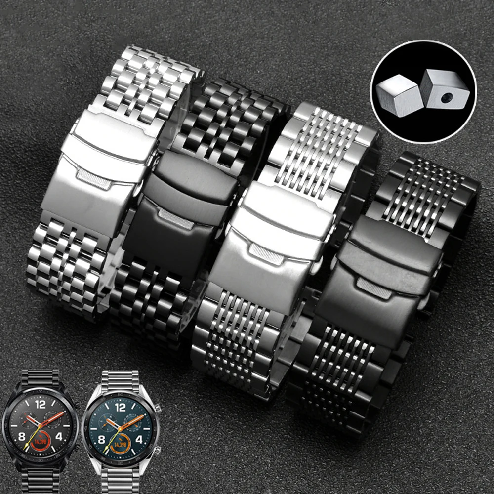 

20mm 22mm Stainless Steel Strap for Samsung Galaxy Watch Gear S2 S3 Active 2 Huawei Watch 2 pro GT 2 Solid Metal Bracelet Band
