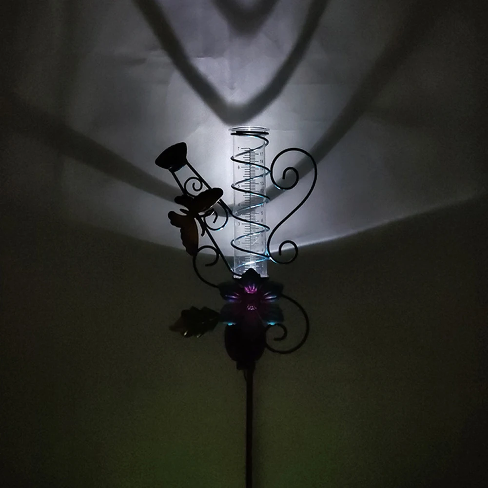 

Iron Art Accurate Backyard Solar Powered Pathway Multifunction Butterfly Rain Gauge Lawn Outdoor Garden Yard Waterproof Balcony