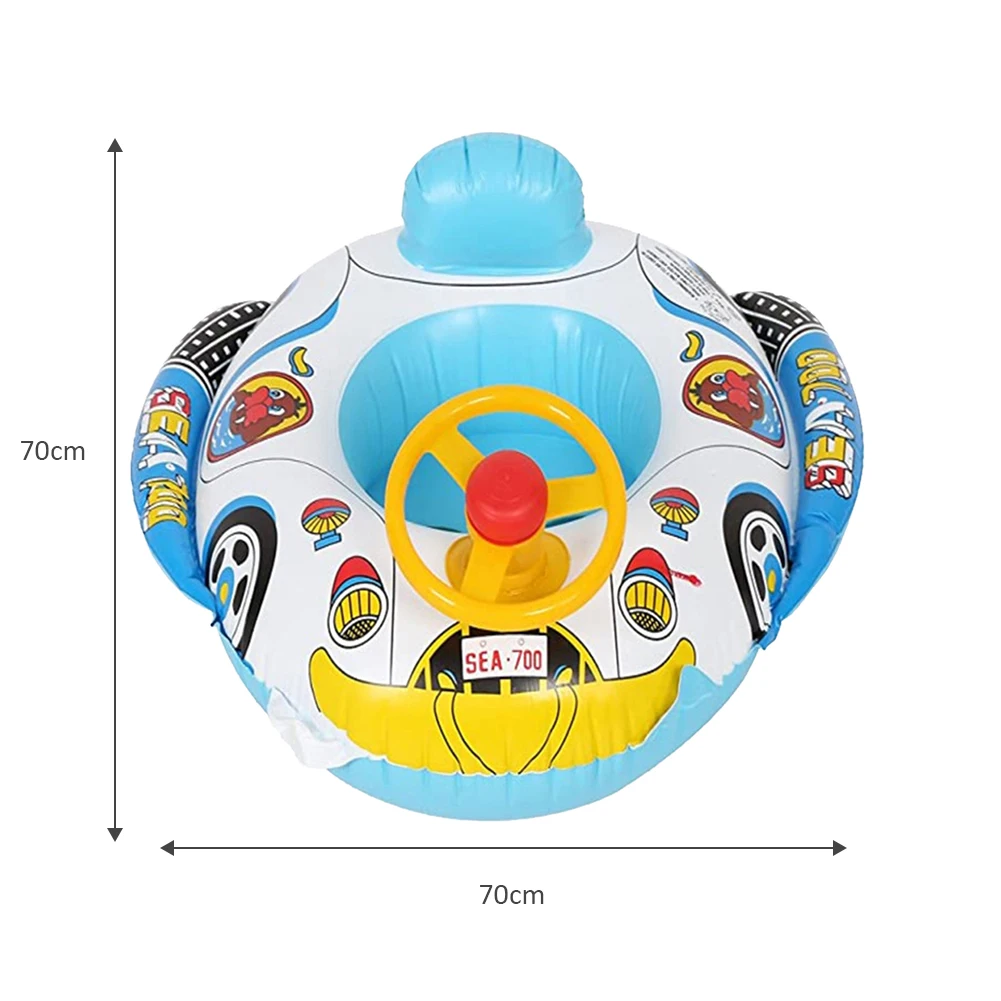 

Inflatable Car Steering Wheel Boat Safety Baby Circle Seat Ring Children Float Seat Air Mattress Water Toys Pool Random