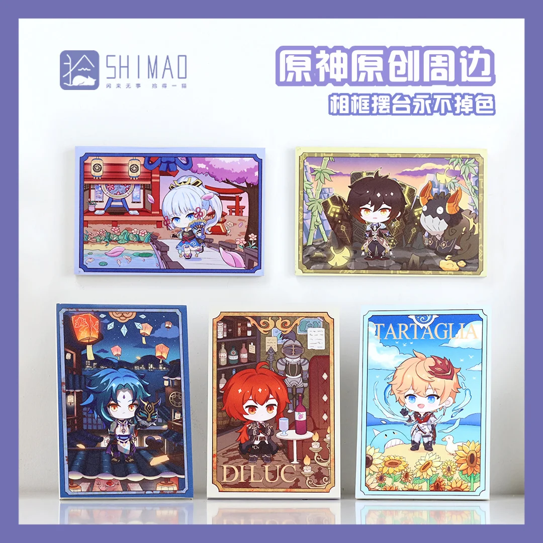 

Anime Genshin Impact Diluc Zhongli Xiao Tartaglia Kamisato Ayaka Fashion Photo Frame Display Home for Desktop Decoration