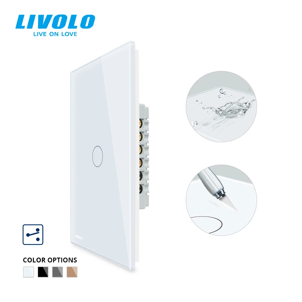 Выключатель LIVOLO C5 вертикальный настенный светильник ный экран 2Way Cross Control AC 110-250 В