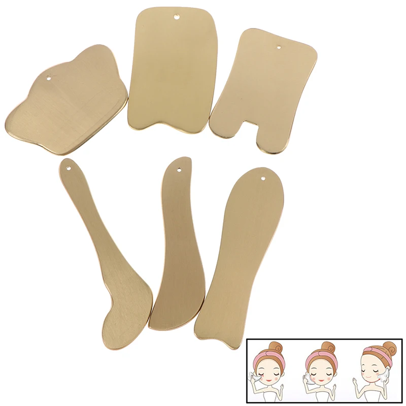 Медь массаж скребком гуаша скребок массажер для лица с напылением из