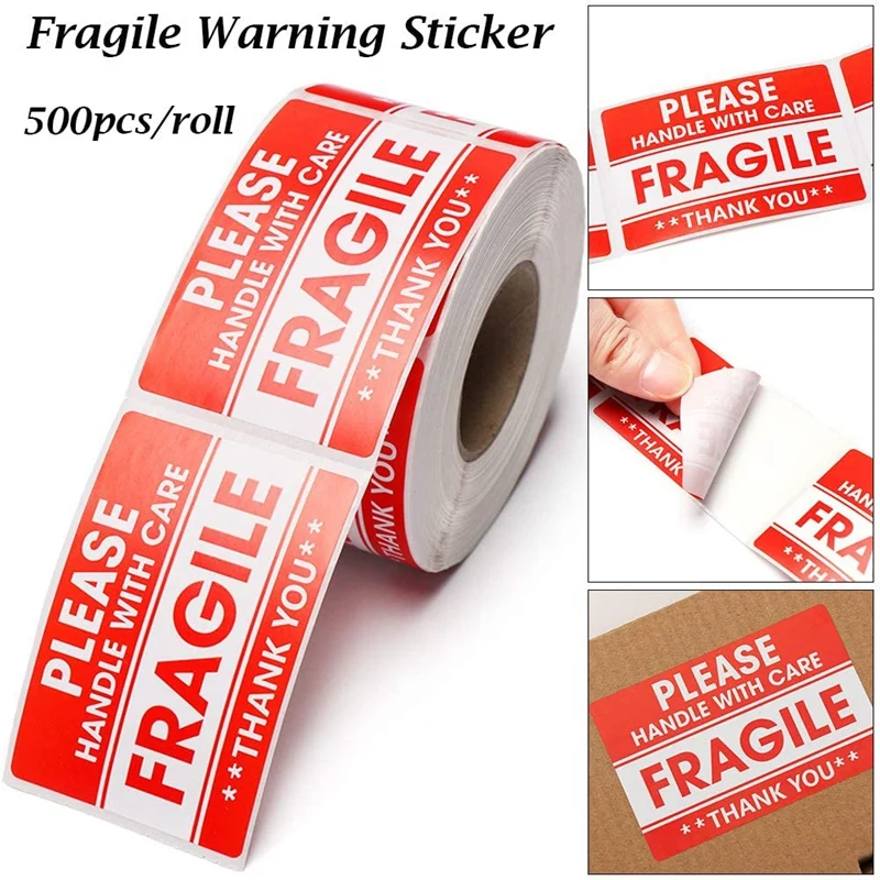 

1000 Pcs Fragile Sticker with Care Label Self Adhesive Red Warning Label Sticker for Shipping Packaging (2X3inch)