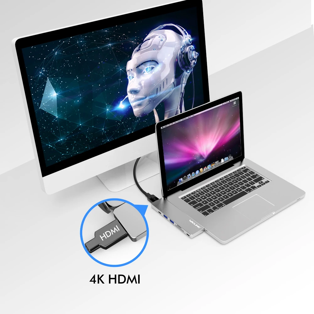 Wavlink портативный usb-хаб с двумя портами USB C к HDMI адаптер 4K видео usb 3,0 концентратор Тип C 7 в 1 с TF SD слот PD для MacBook Pro