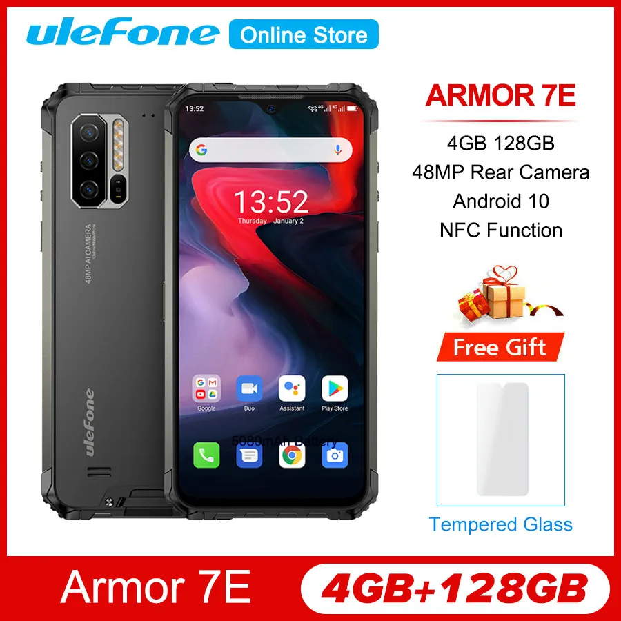 Смартфон Ulefone Armor 7E защищенный 6 3 дюйма 4 + 128 ГБ 48 МП Android 10 5 В/3 А NFC | Мобильные
