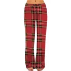 Брюки женские клетчатые с принтом, удобные повседневные свободные штаны для отдыха, с эластичной талией, на шнуровке, с широкими штанинами