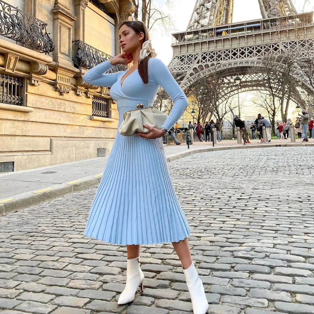 Трикотажное соблазнительное Плиссированное облегающее вечернее платье женское