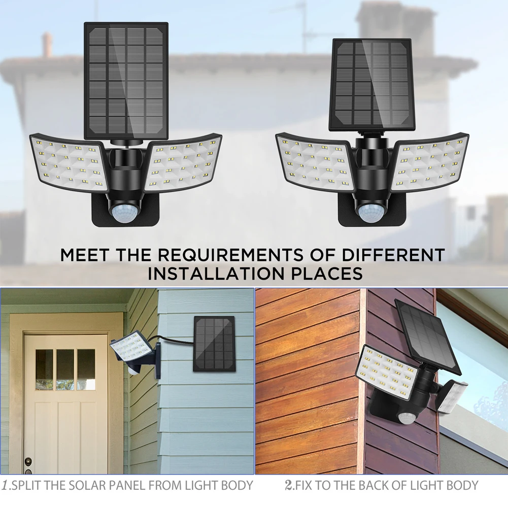 

Split Panel Pathway Double Head Street High Brightness Park Balcony LED Solar Light Outdoor Waterproof Landscape Yard Wall Mount
