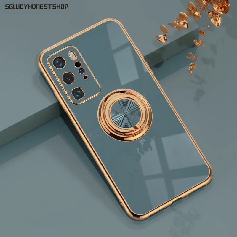 Силиконовый чехол с кольцом-держателем для Huawei P40 P30 P20 Pro Mate 40 30 20 Honor 30s Nova 7SE 7i |